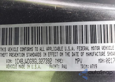 2016 Jeep Wrangler Unlimited Sport z USA, uszkodzony, nr VIN 1C4BJWDG9GL327392